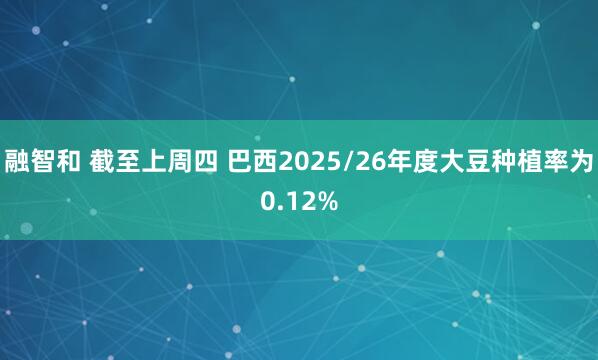融智和 截至上周四 巴西2025/26年度大豆种植率为0.12%